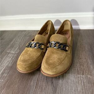 Sofft Chain Link Loafer Suede Nevara Hazelwood Brown Tan Shoes Casual Dressy 8.5